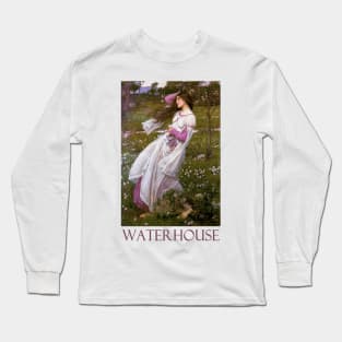 Flowers in the Wind by John William Waterhouse Long Sleeve T-Shirt